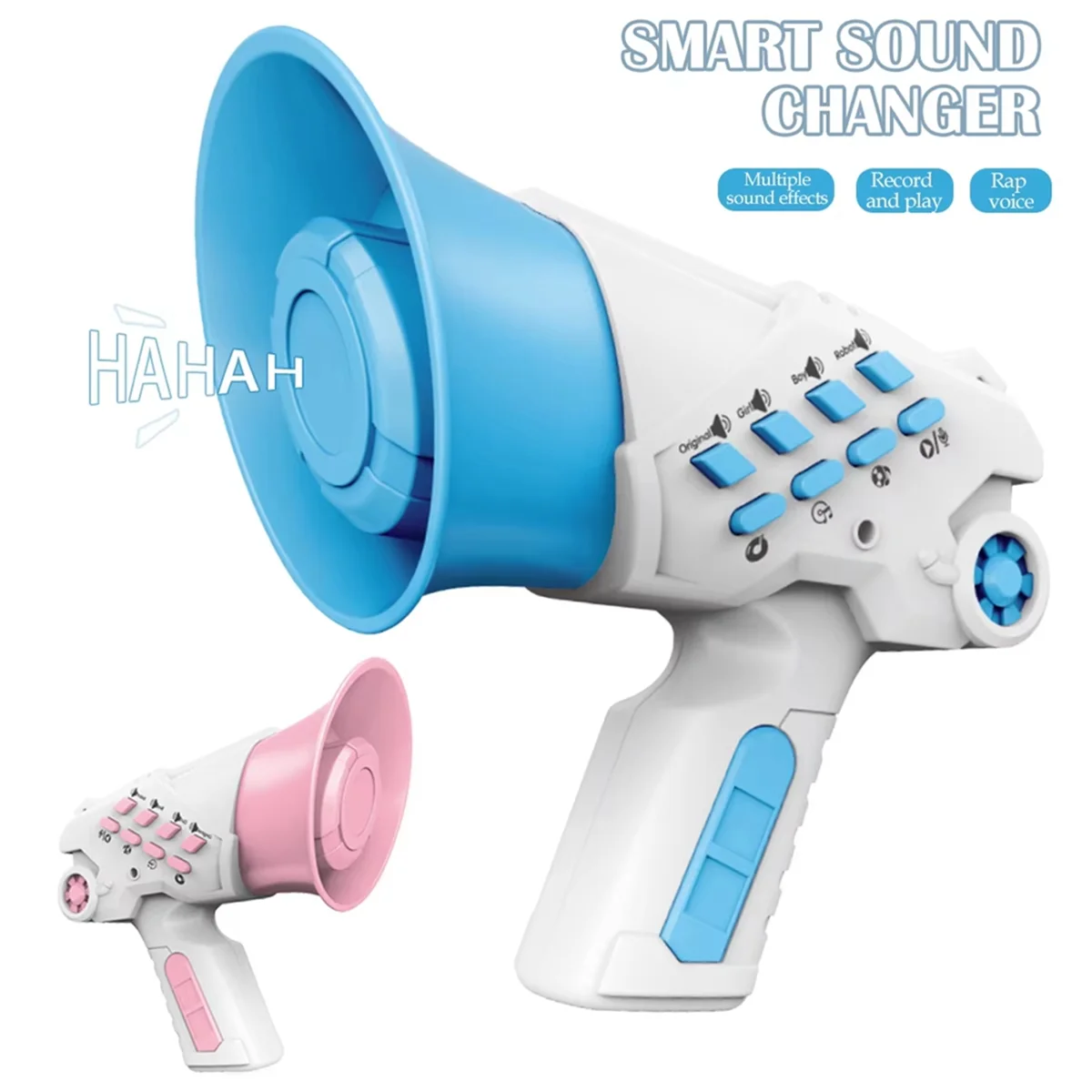 A14M Portable Speaker Siren Bullhorn Toys, Multi Voice Changer Prank Handheld Loudspeaker Blue