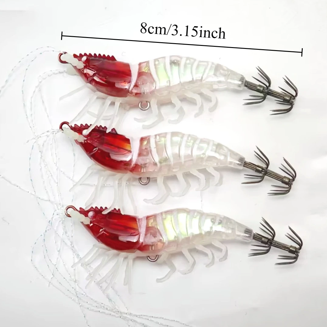 3 Stück horizontale 8cm leuchtende Tintenfisch-Simulationsköder, Tintenfisch-Angelzubehör, horizontaler Jig Egi 3.0 # – Detail 1