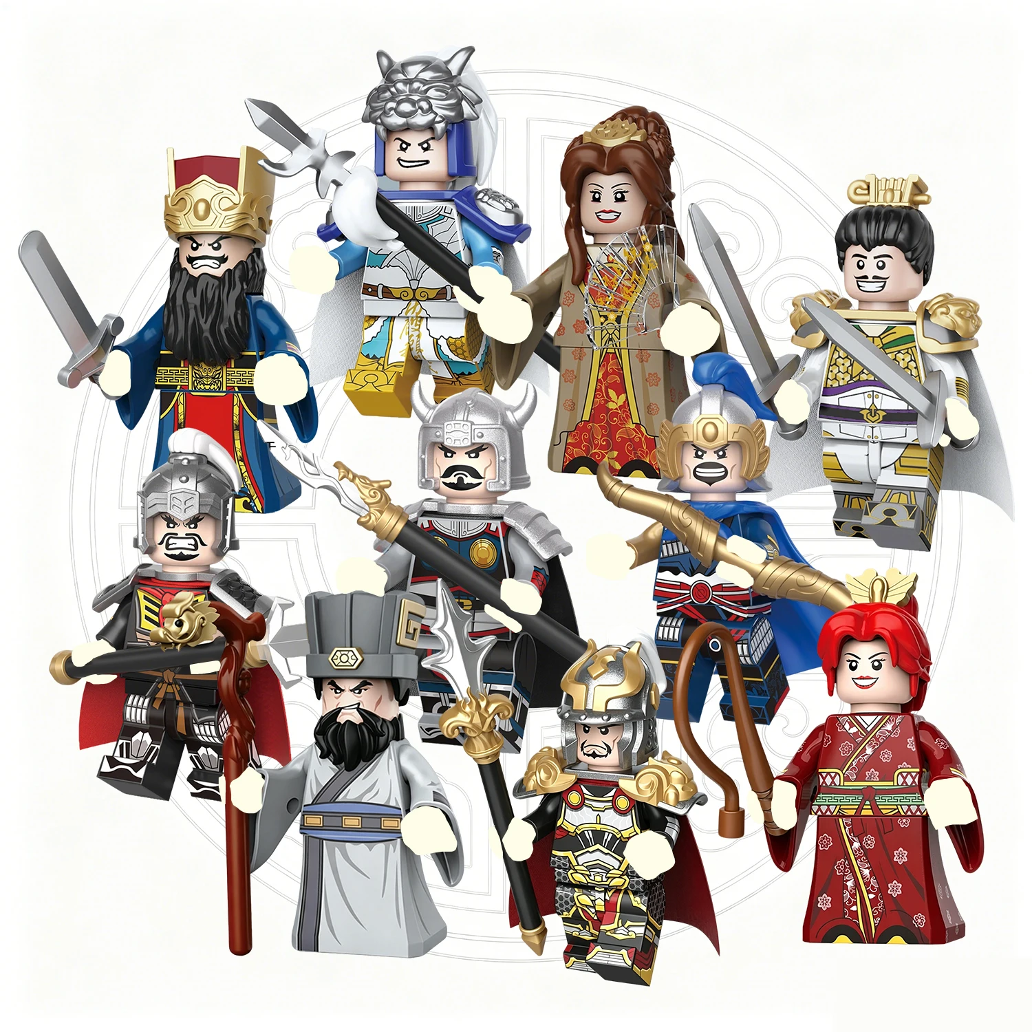 

Three Kingdoms Heroes, Ancient China Action Figures Building Blocks, Liu Bei Ma Chao Dong Zhuo Diaochan Bricks Toys