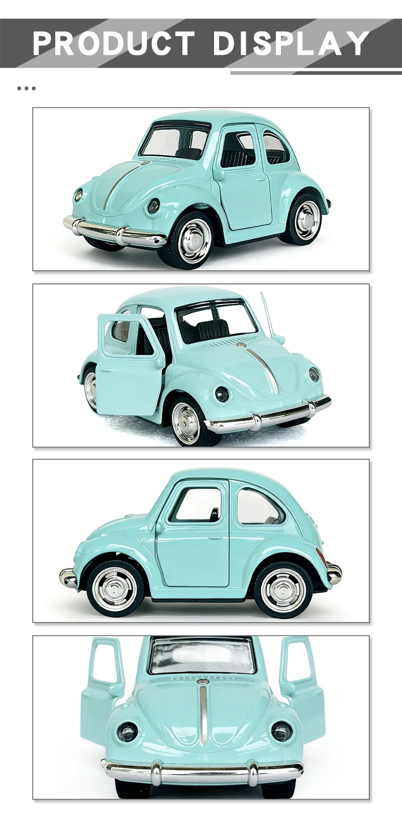 1:43 Legierung Druckguss Cartoon BEETLE Oldtimer-Modell Klassisches Rückzieh-Auto Miniaturfahrzeug-Replikat für Sammler und als Geschenk – Detail 4