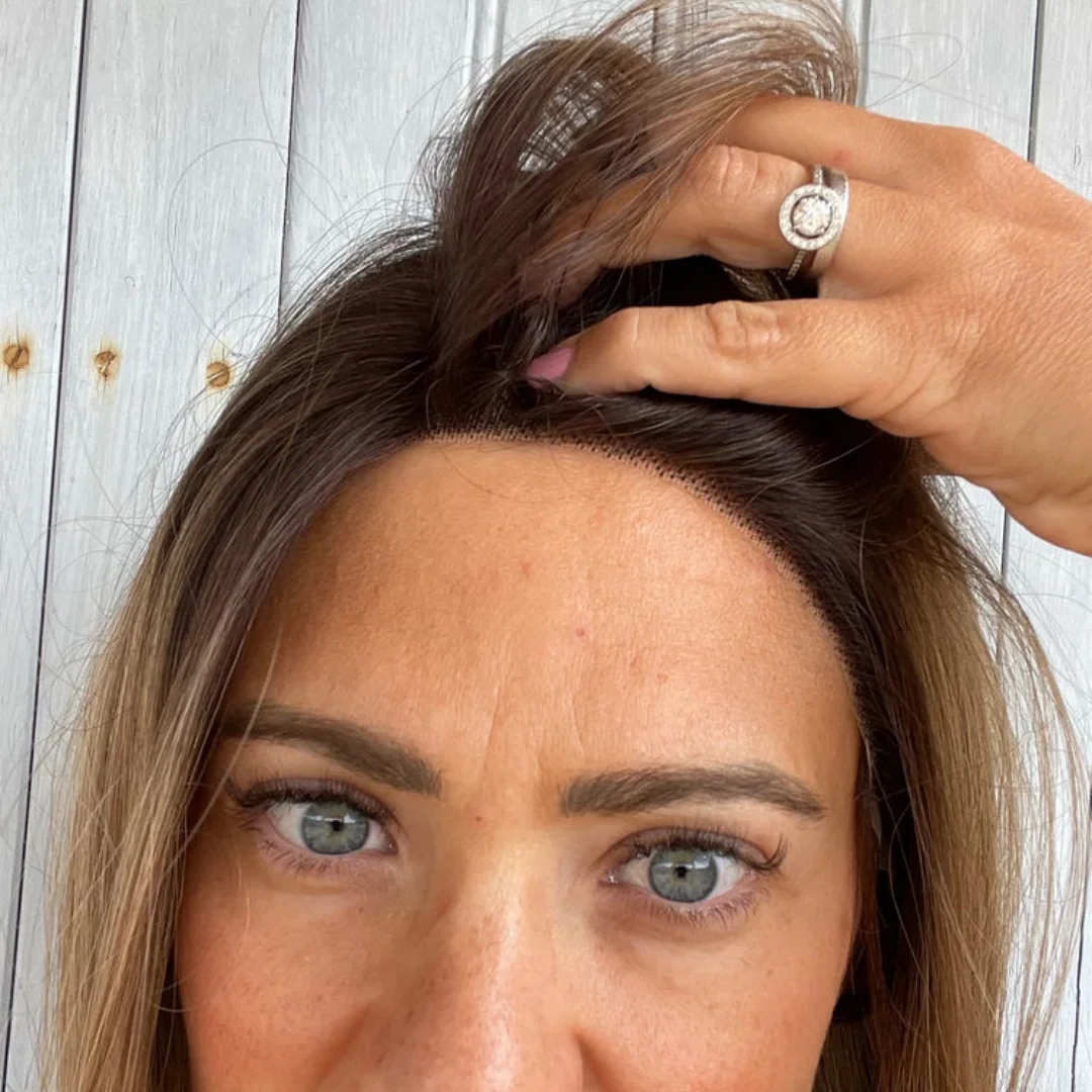 شعر مستعار أنثى الكرمل البني تسليط الضوء على الاصطناعية HD الدانتيل شعر مستعار أمامي 24 "قبل قطعها الطبيعية مستقيم مقاومة للحرارة الحرة فراق الألياف #4