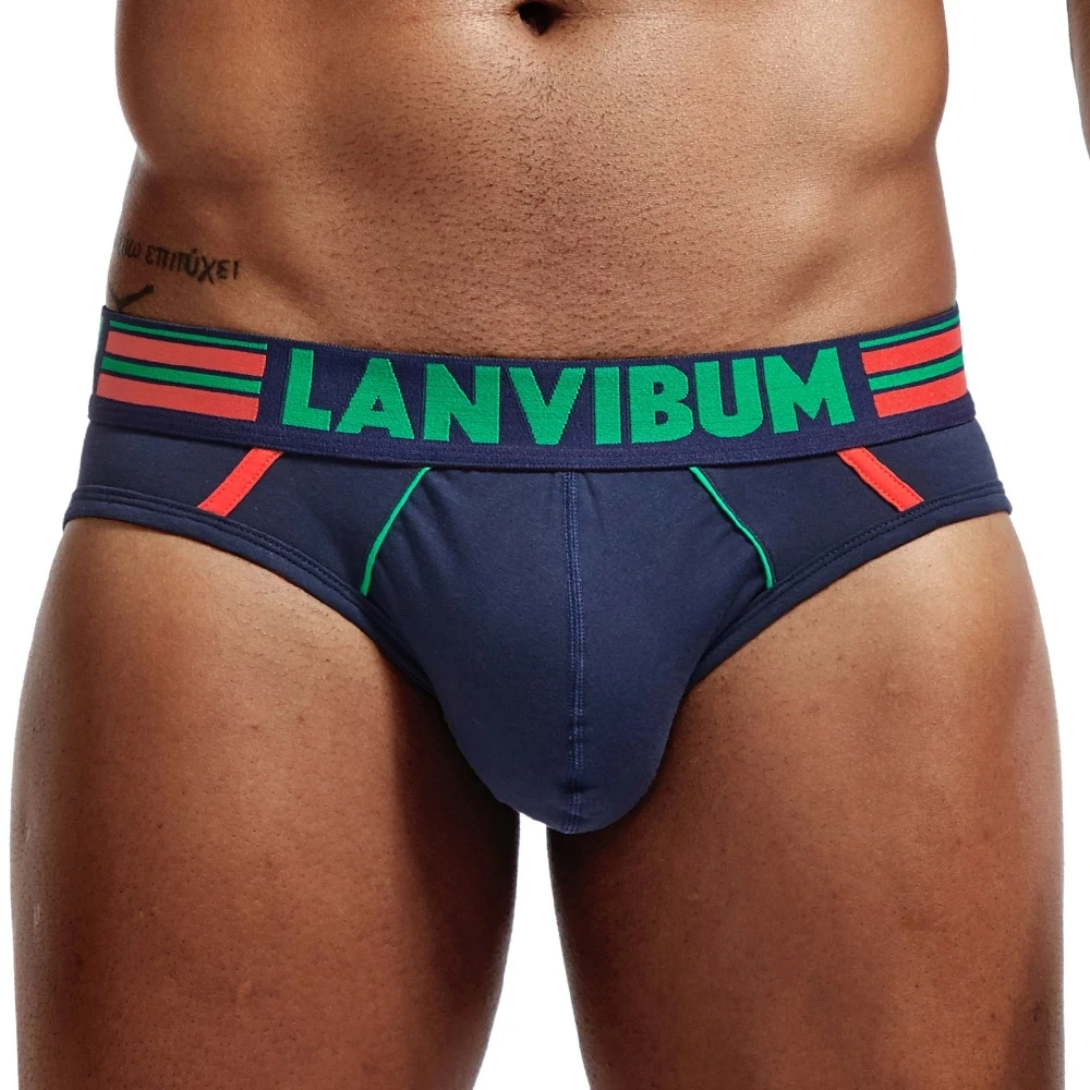 3PCS/LOT Male Cotton Underwear Men's Elasticity Briefs Breathable Underpants Cuecas Blue/Dark Blue/White/Black/Red/ M L XL XXL