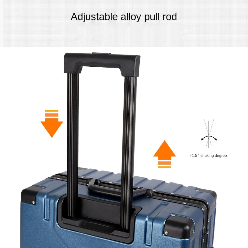 Alumínio Frame Mala, Bagagem Trolley Case, Luxo Moda Malas com Rodas, Tamanho Médio, 20 em, 22 em, 24 em, 26 em