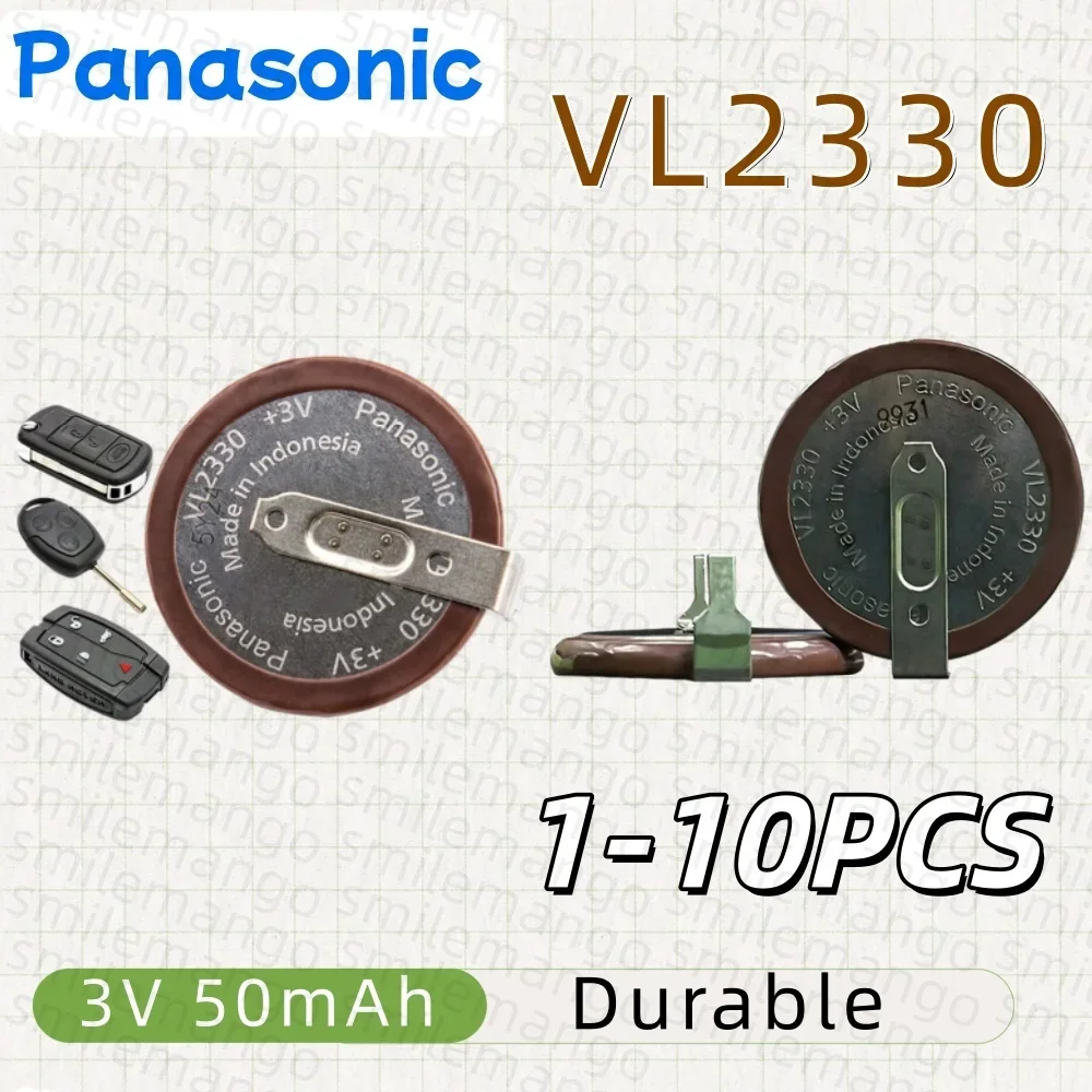 3V  Panasonic  VL2330 ML2330 50mAh 180 Degrees Legs Rechargeable Lithium Battery For Watch BMW Car Key Electric Toy