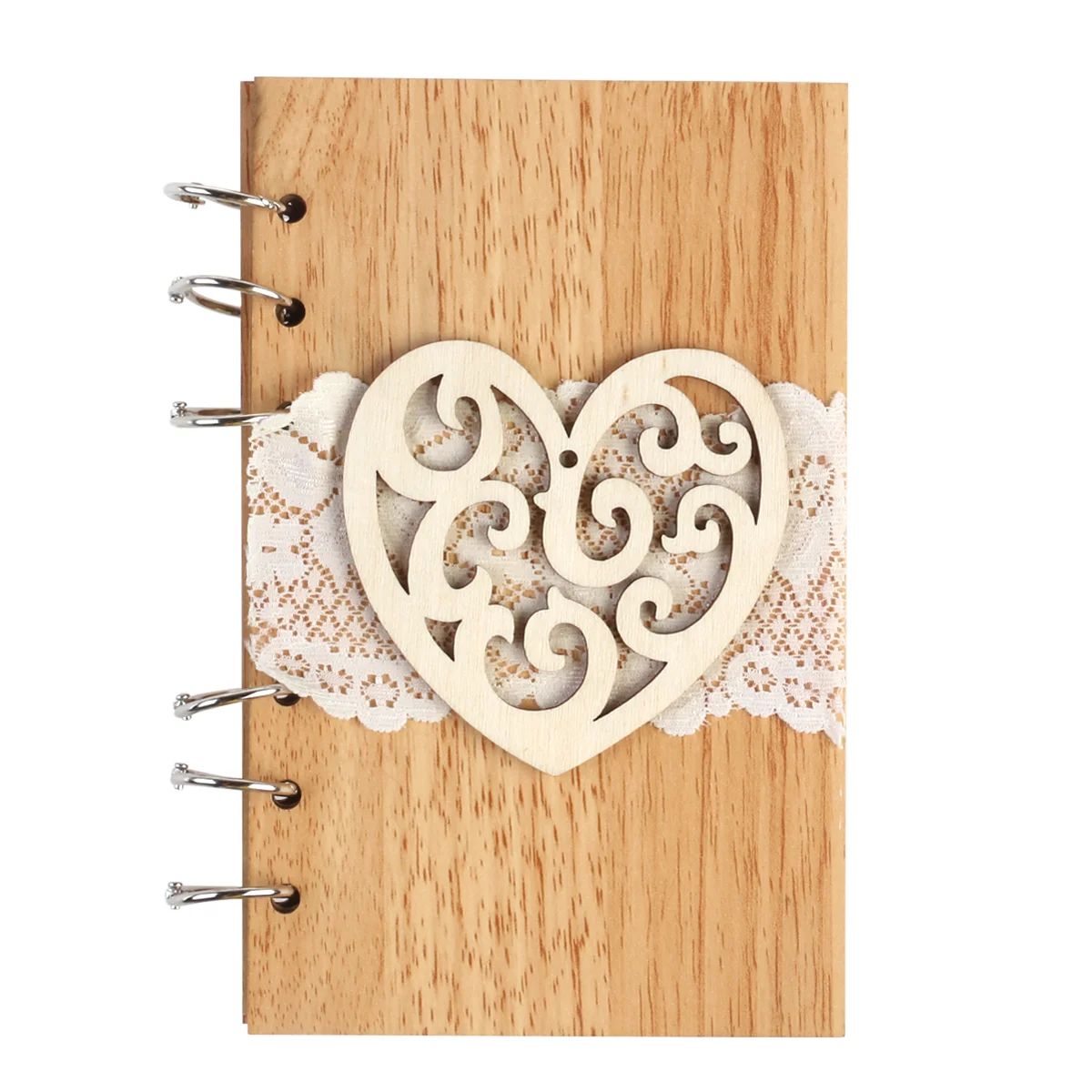 

Wooden Notebook Roman Grain Love Flowers Notebook cut Wood Journal for Wedding