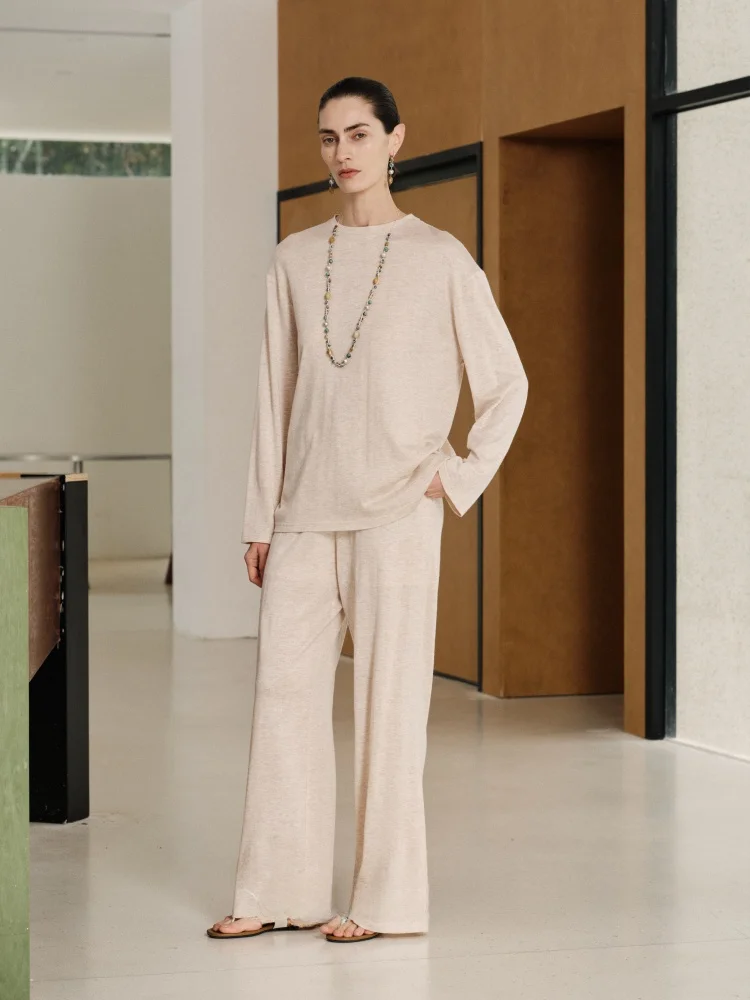 

LevinLove Women's Loose Long Sve round Ne T-irt Spring New Sle Slimming Base Layer Top Simple Versatile Casual Wear