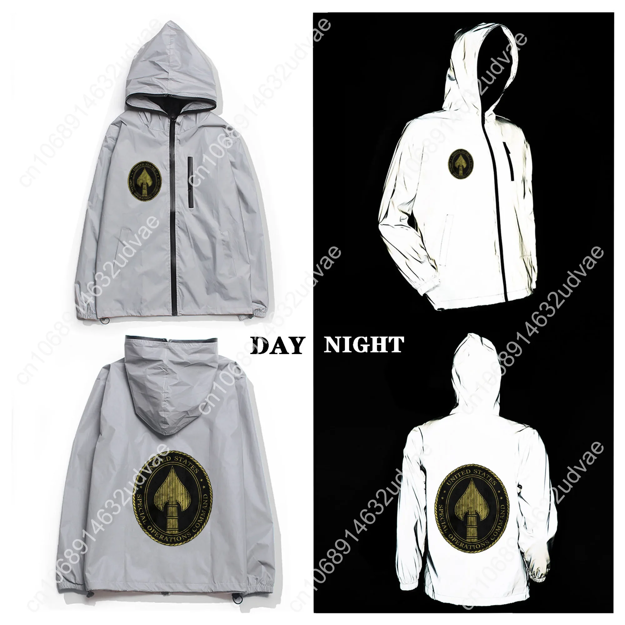 US Special Forces SOCOM Reflective Jacket Mens Womens Coat Hooded Windbreaker Runing Pocket Jackets Zipper Customized Hoodie