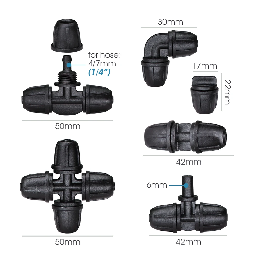 4/7mm Hose Snap-On Connectors Drip Watering Extended Repair 1/4