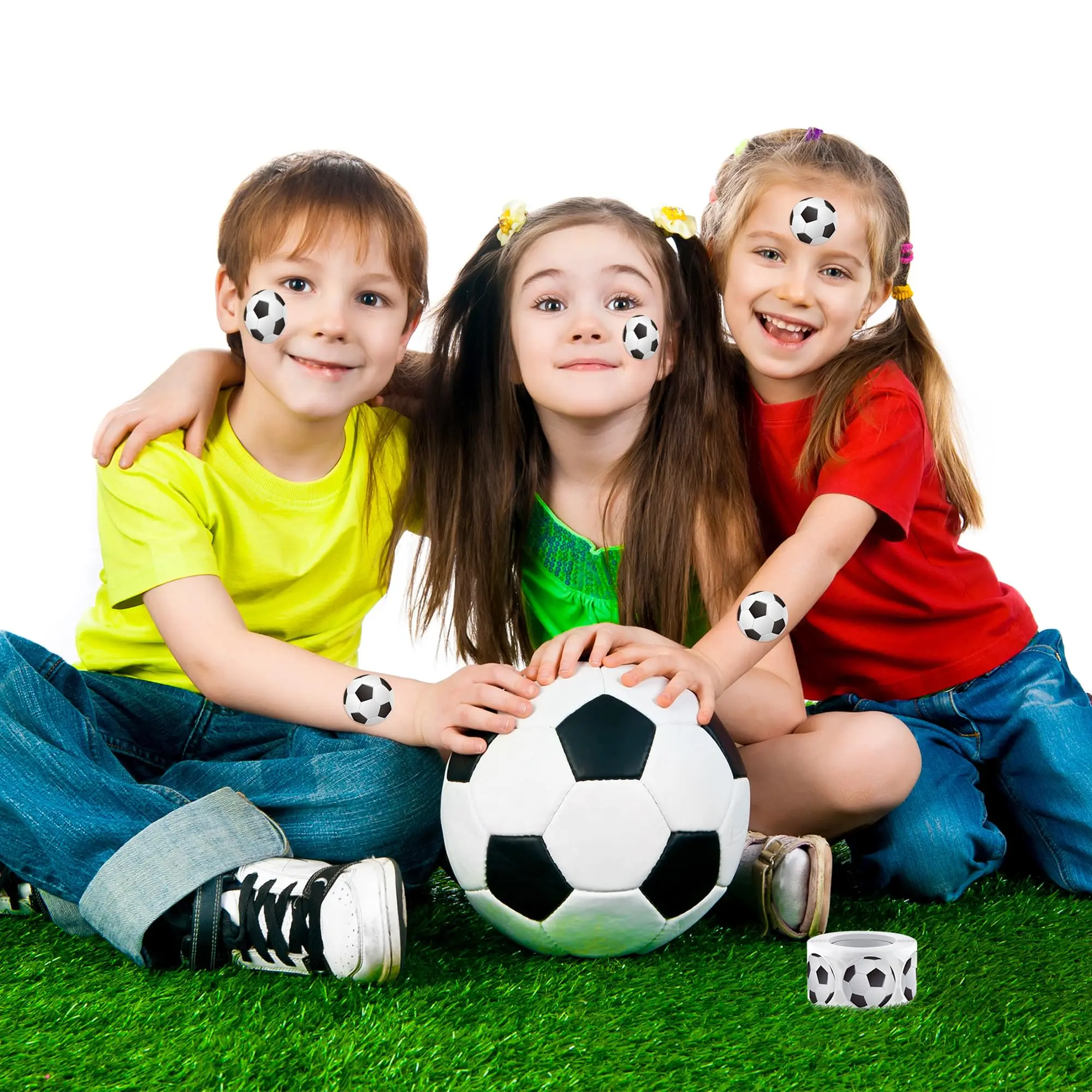 500 Stück Fußball-Aufkleber, selbstklebende Sport-Fußball-Etiketten, Rolle für Fußball-Thema, Party-Dekoration, Geburtstagsparty-Zubehör – Detail 6
