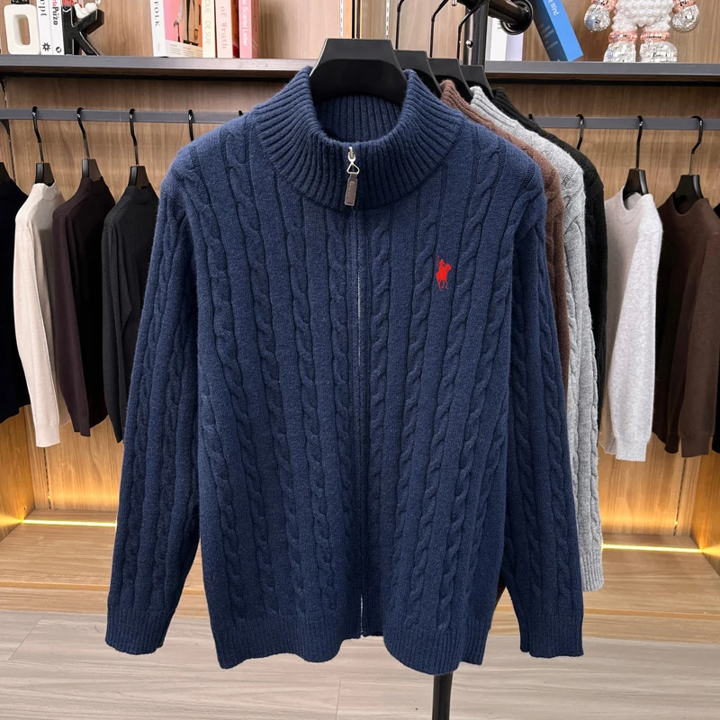 Hochwertiger Herren-Pullover Designer-Marke Klassischer Paul Pony Bestickter Reißverschluss Stehkragen Herbst Winter Koreanischer Lässiger Strickpullover – Detail 22
