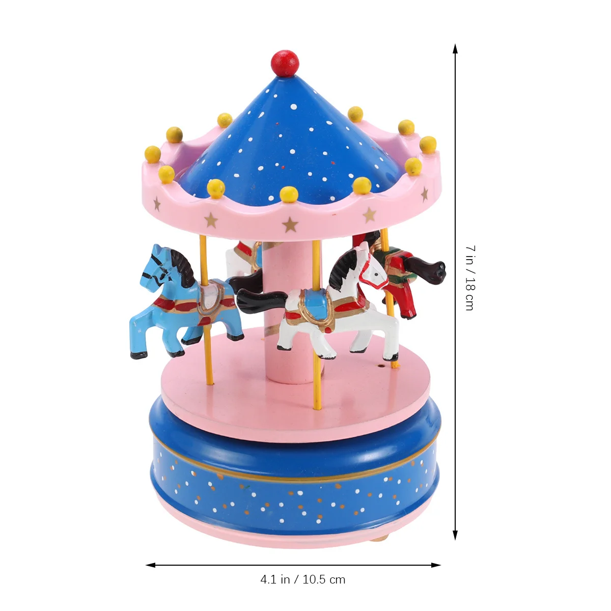 

Wooden Carousel Music Box Pink Cartoon Style Rotating Mechanical Desktop Ornament Gift for Friends Carousel Music Box