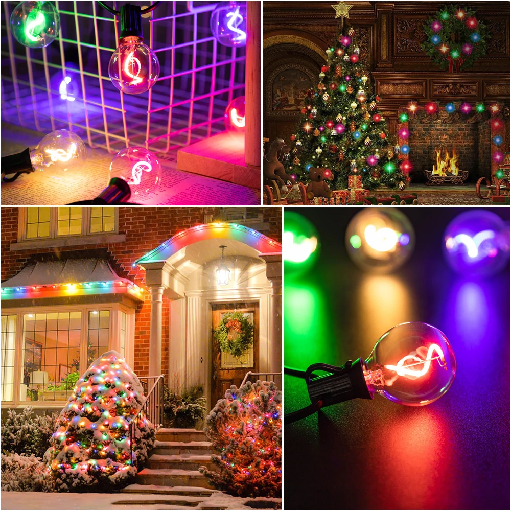 Colorful G40 Led Bulbs 220V E12 Lamp 1W Clear Glass Garden Light Edison Spiral Filament Lamps For String Light Christmas Decor