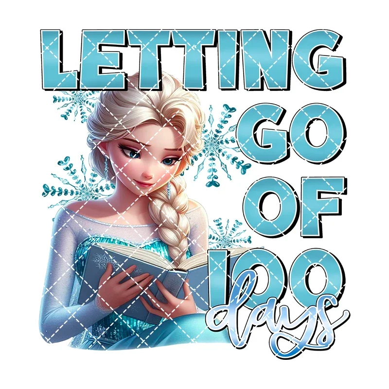 

Disney princess New Iron On Heat Transfer Stickers For Clothes DTF Pinted Vinyl Thermal Appliques Washable T-Shirt Decal