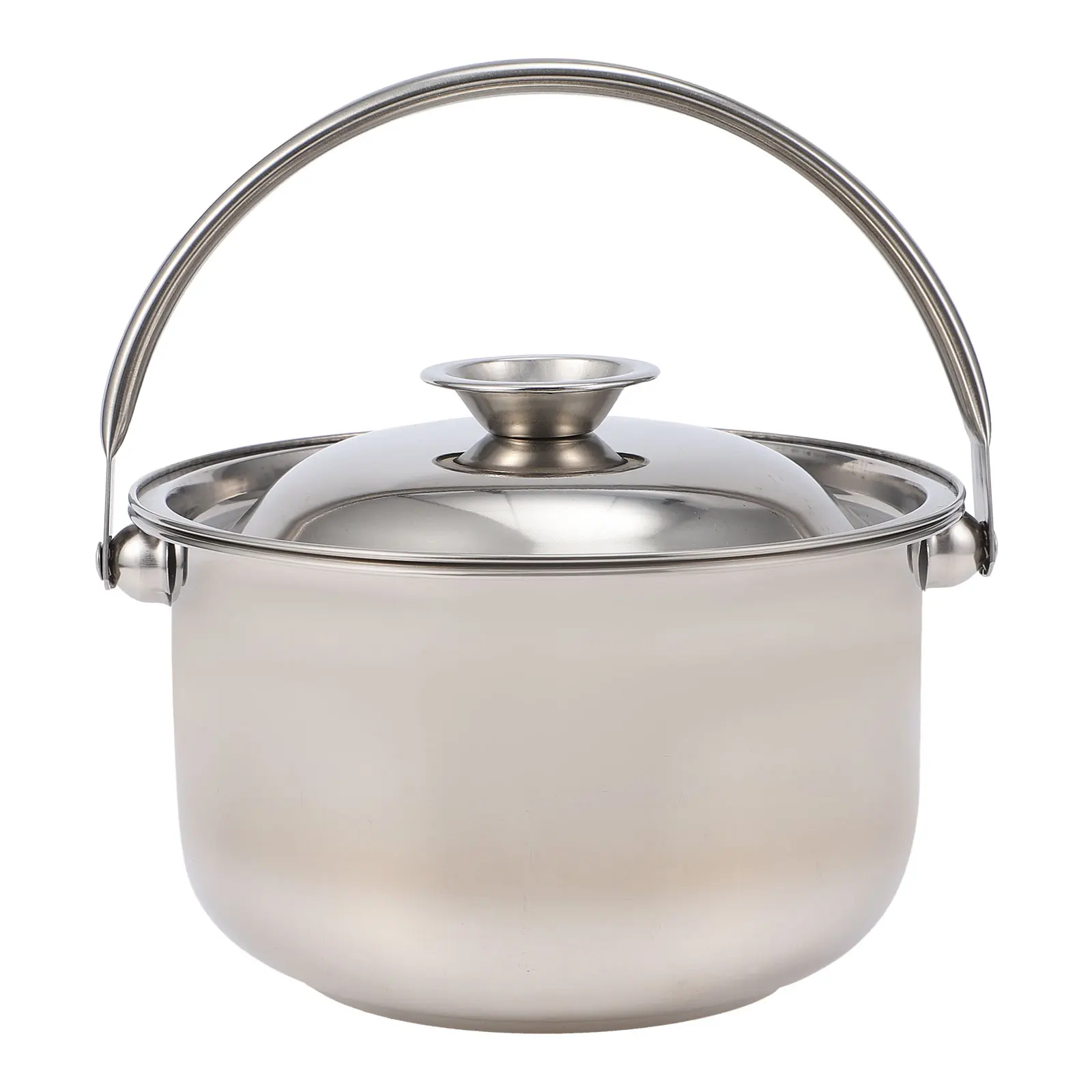 

Stainless Steel Cooking Pot with Lid Soup Pan Nonstick Stock Silver Easy Wash Handle Cover Heat Preservation Boiler
