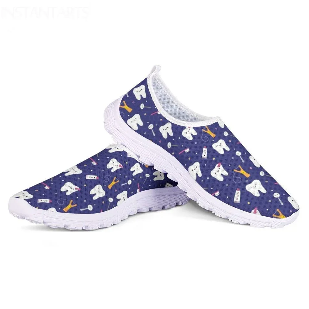 Dental Teeth/Dentist Equipment Pattern Flats Summer Women's Casual Sneakers Comfort Mesh Loafers Shoes Female Shoes