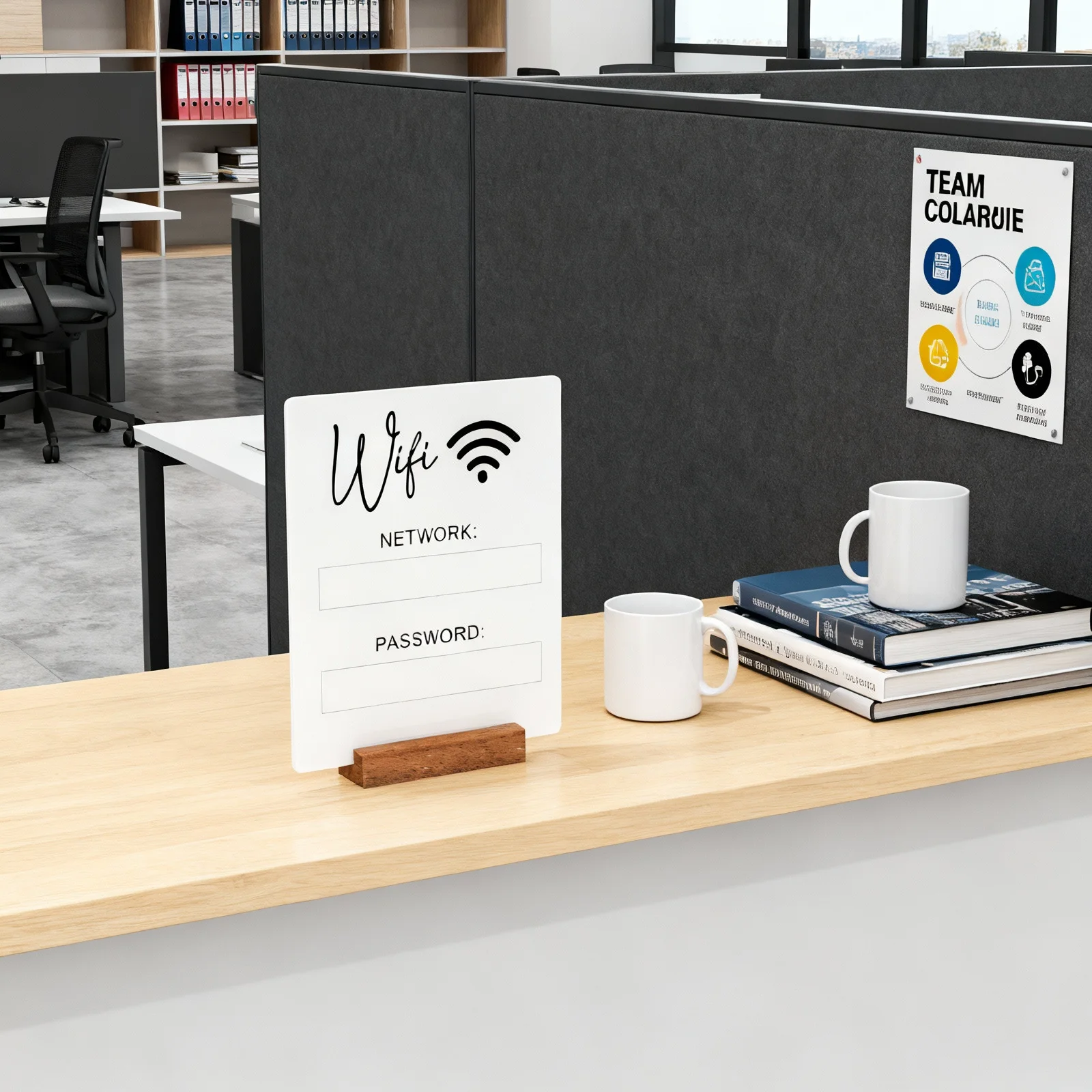 Acrylic Wifi Password Sign Clear Scratch-Resistant Desktop Display For Home Hotel Guest Room Desk Stand Network Coverage Sign