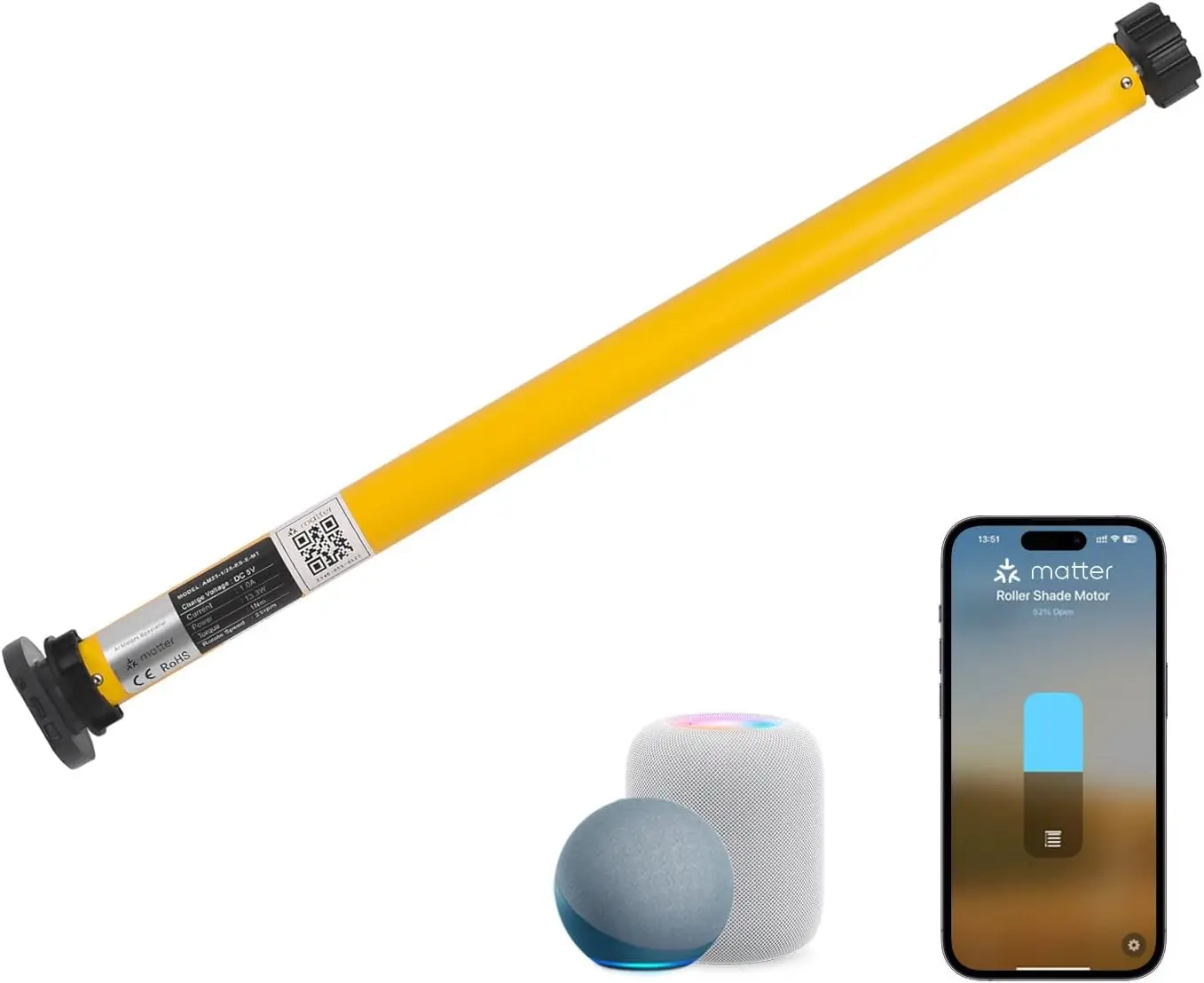 Matter Motor Can Be Directly Connected To The Apple System For Intelligent Control Suitable For 38mm Pin In Roller Blinds.