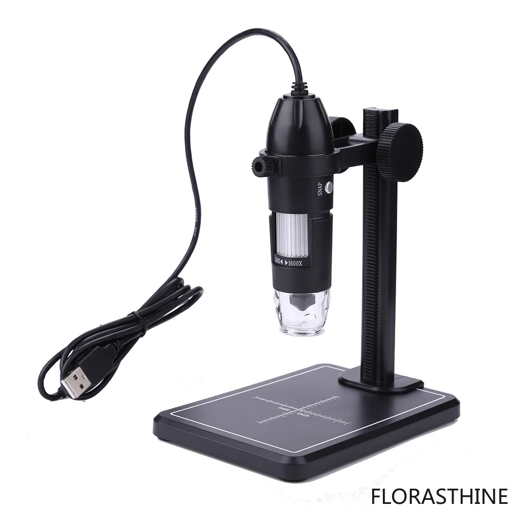 2MP Video Microscopes 1600X USB Digital Microscope with 8 LED & Stand Lift HD Inspection Camera for Win10 Win8 Win7