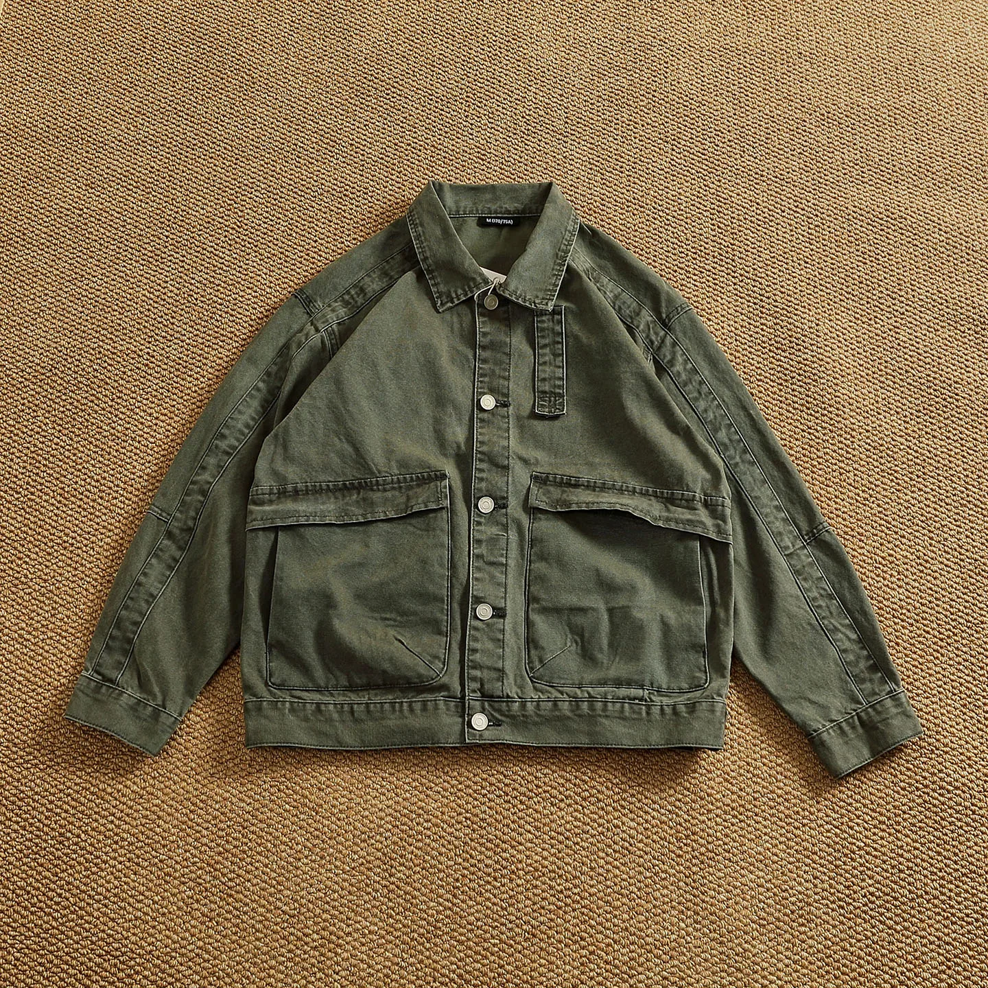 100% cotton work jacket top men's washing and old retro pocket work woven jacket