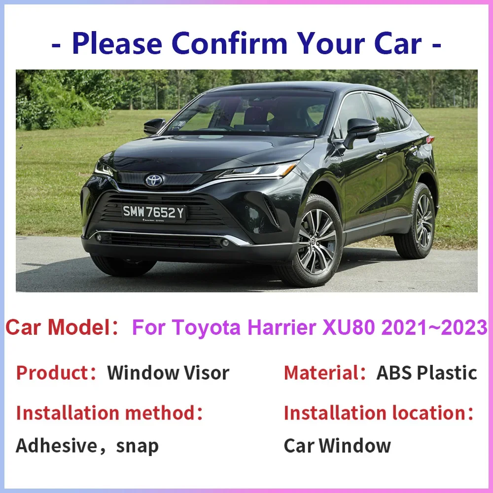 Car Window Visor for Toyota Harrier Venza XU80 XLE 2021 2022 2023 Awnings Shelters Sun Rain Guards Vent Smoke Covers Accessories