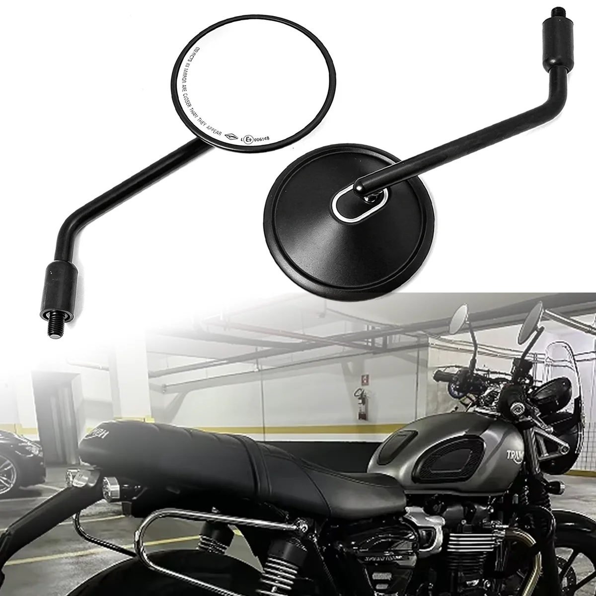 M10 Universal Motorcycle Mirrors Black Round Motorcycle Rearview Mirror Side Mirrors For Royal Enfield Z900rs Triumph Bonneville