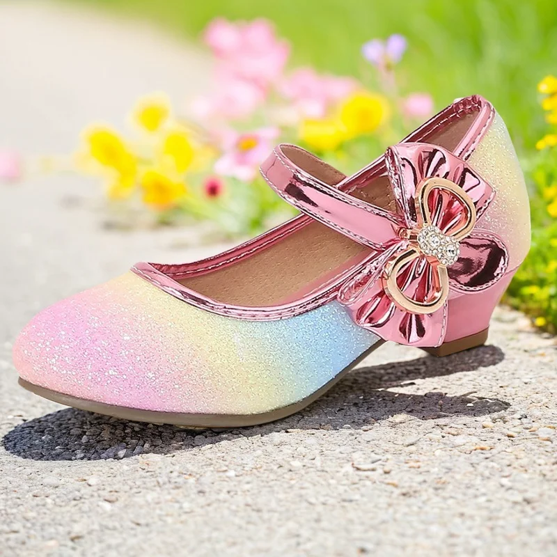 

Girls Princess Shoes Spring Autumn Leather Shoes Children's Shoes Crystal Soft Bottom Non-Slip Single Shoes Size 26-38