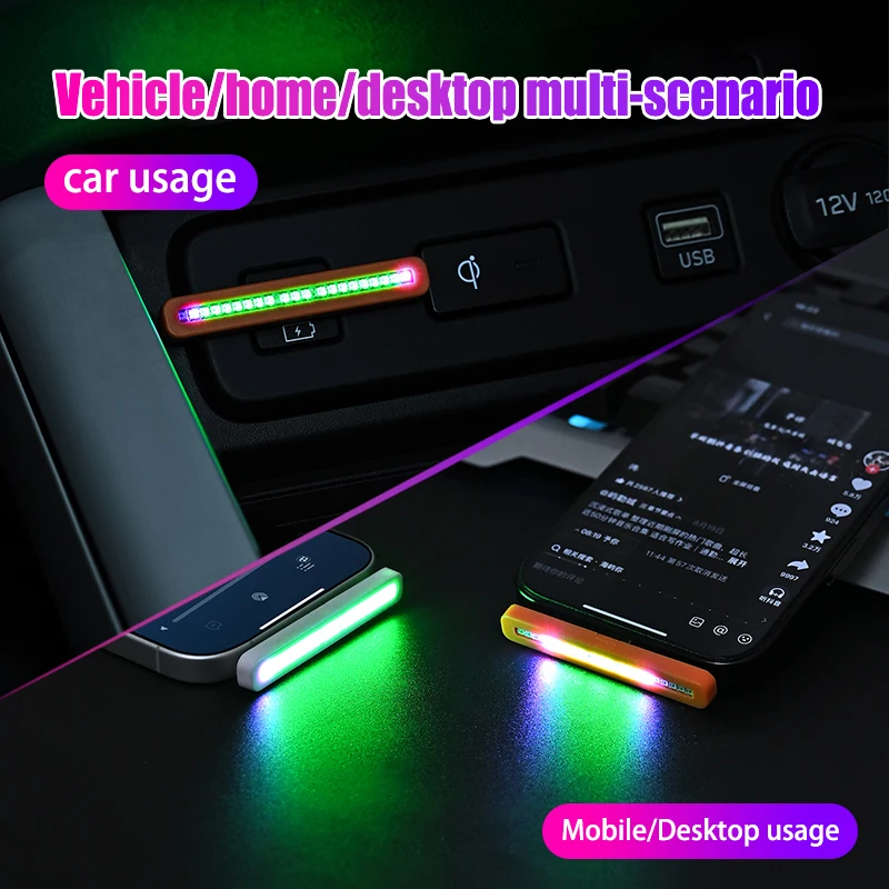 Car Ambient Lighting Type-C Plug Play Voice Control Rhythm Function Colorful LED Lights Vehicle Breathing Light Atmosphere Light
