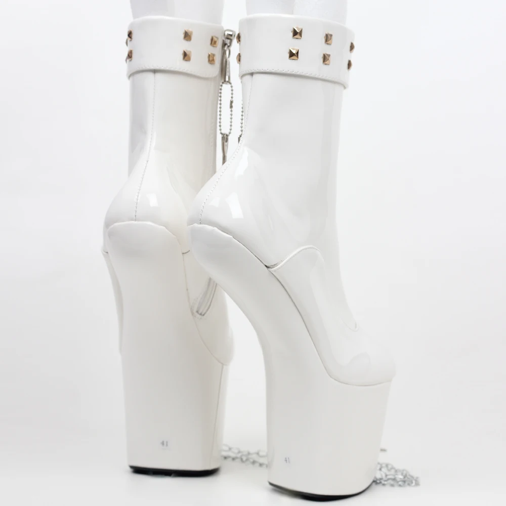 JIALUOWEI 8inch High Heel Fetish Ponyplay lockable zip Ankle Boots