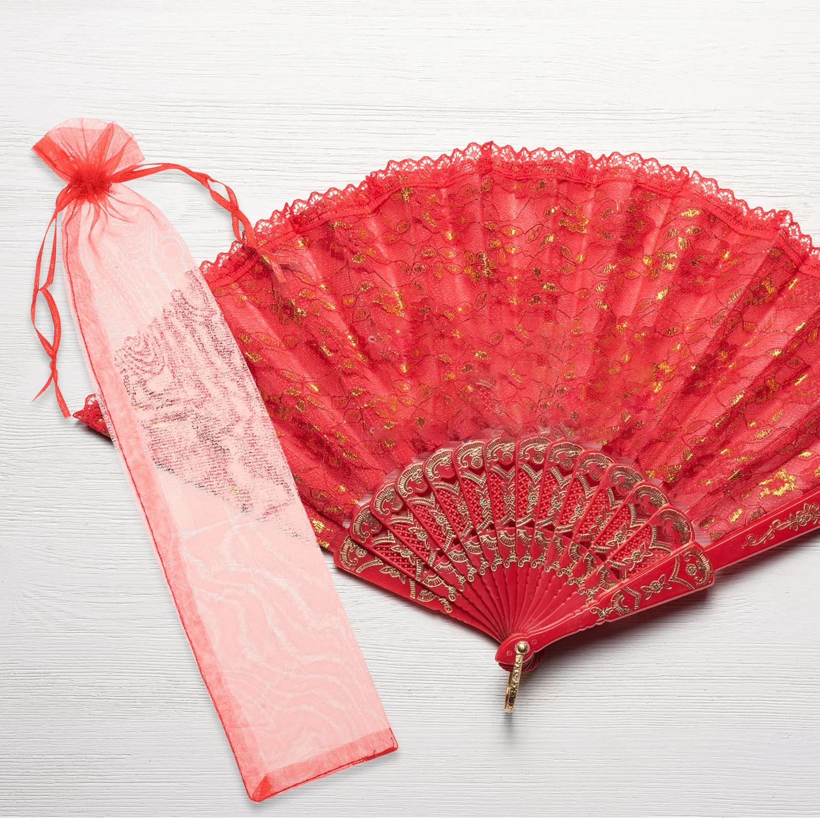 

50 Pcs Bags Hand Fan Cases Folding Gifts Drawstring Folding Hand Fan Holder Wedding Party 6x27 Reusable Cases Holder
