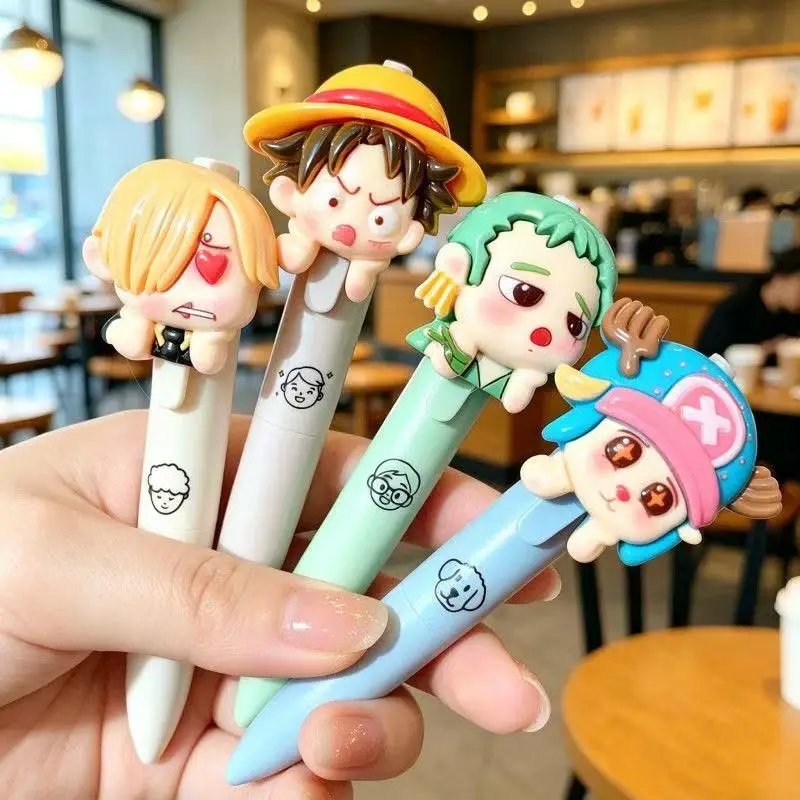 Anime peripheral ONE PIECE  neutral pen Cartoon Anime Monkey D. Luffy Press to Start Creativity Theme Styling doll ballpoint pen
