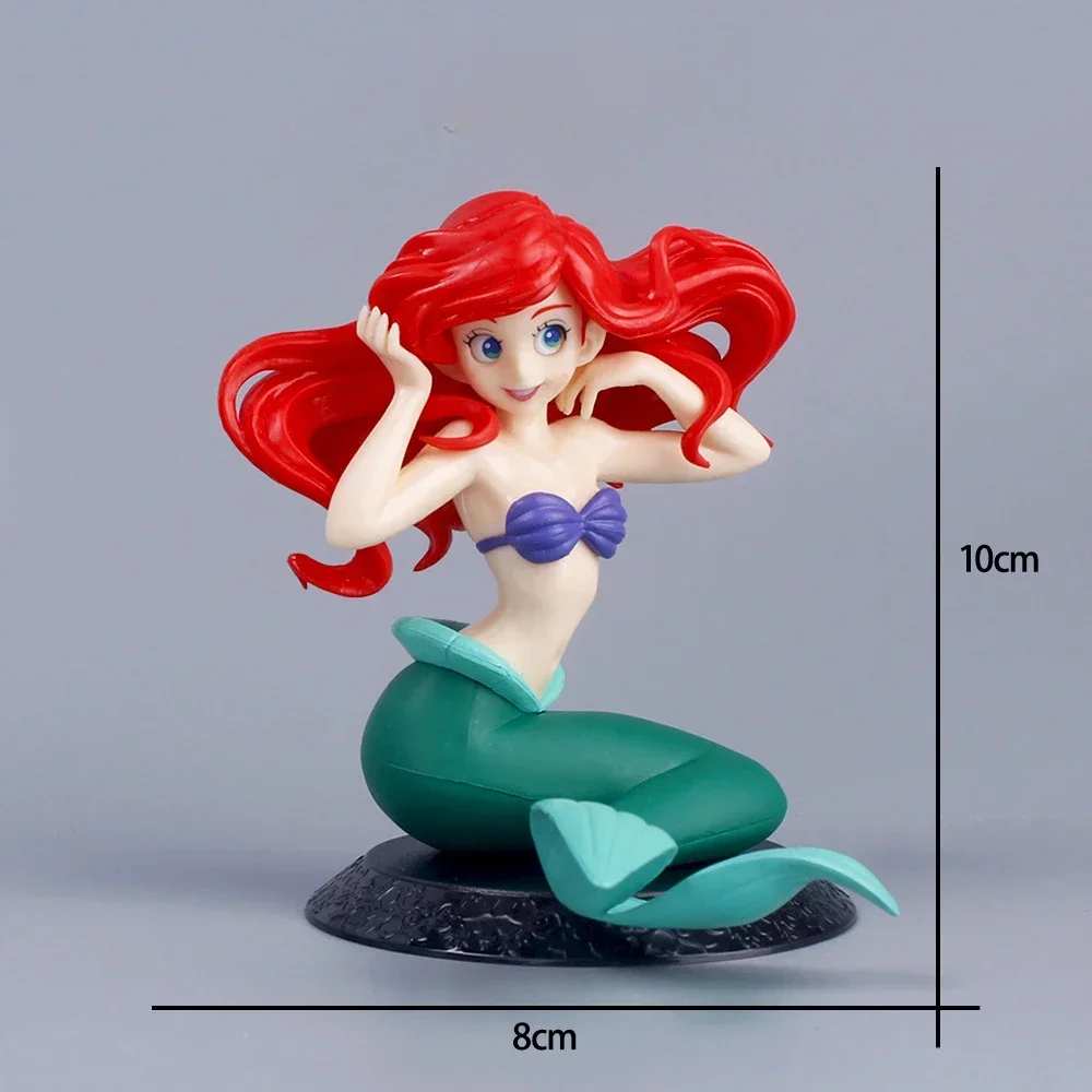 Disney Princess Ariel Mermaid Cake Decoration Ornament Cute Figure Doll Anime PVC Car Model Children's Toy Birthday Gifts