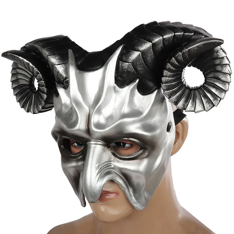 Halloween Party Headwear Cosplay Horror 3D Mask Bull Horn Mask Props Stage Show Accessories Performance Makeup Party