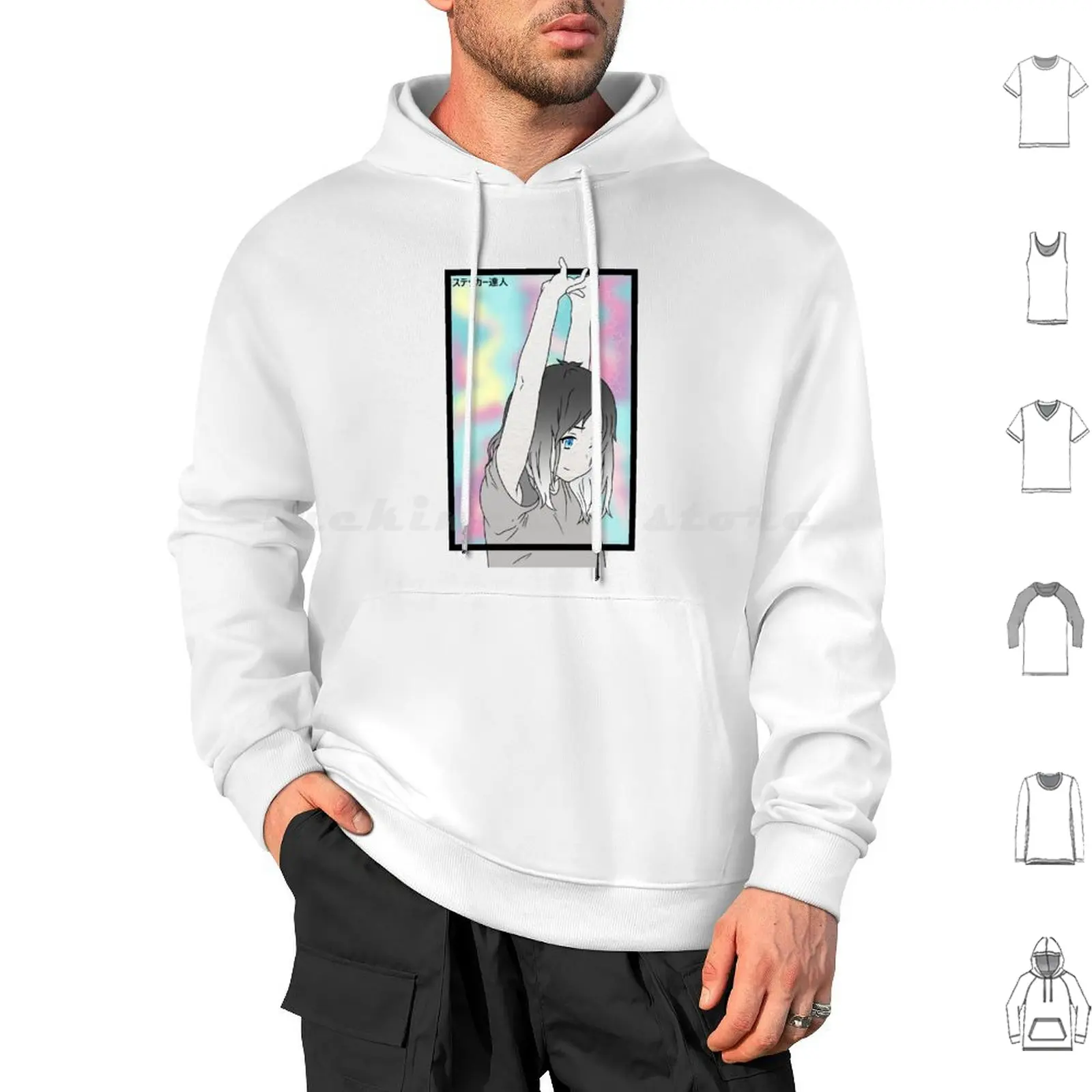 Oh Big Stretch Hoodie cotton Long Sleeve Anime Girl Weeb Waifu Pastel