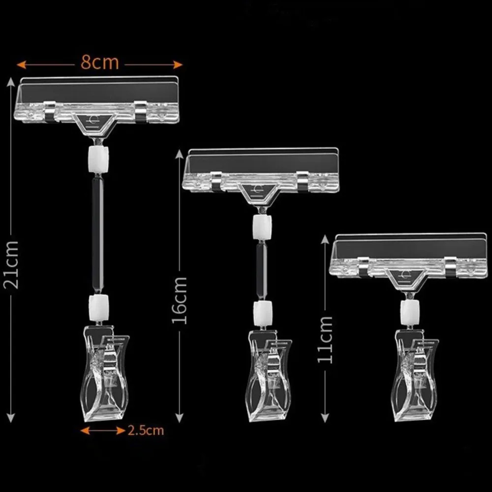 Transparent Plastic Card Display Stand Double Clips Card Business Advertising Folder 3.3”4.95” Sign Adjustable Holder | Loripos