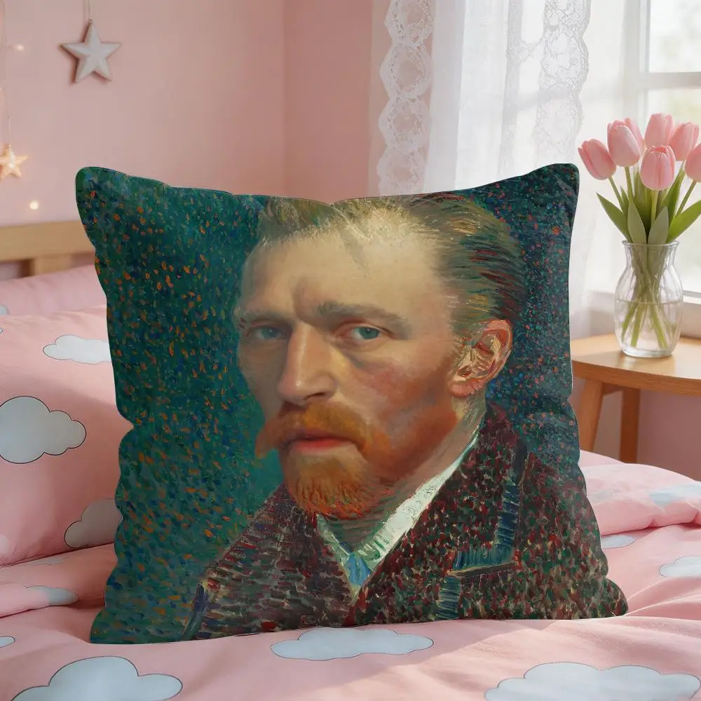 Van Gogh Original Print Cushion Cover Square Short Plush Pillow Case Living Room Sofa Home Decor Funda 40X40
