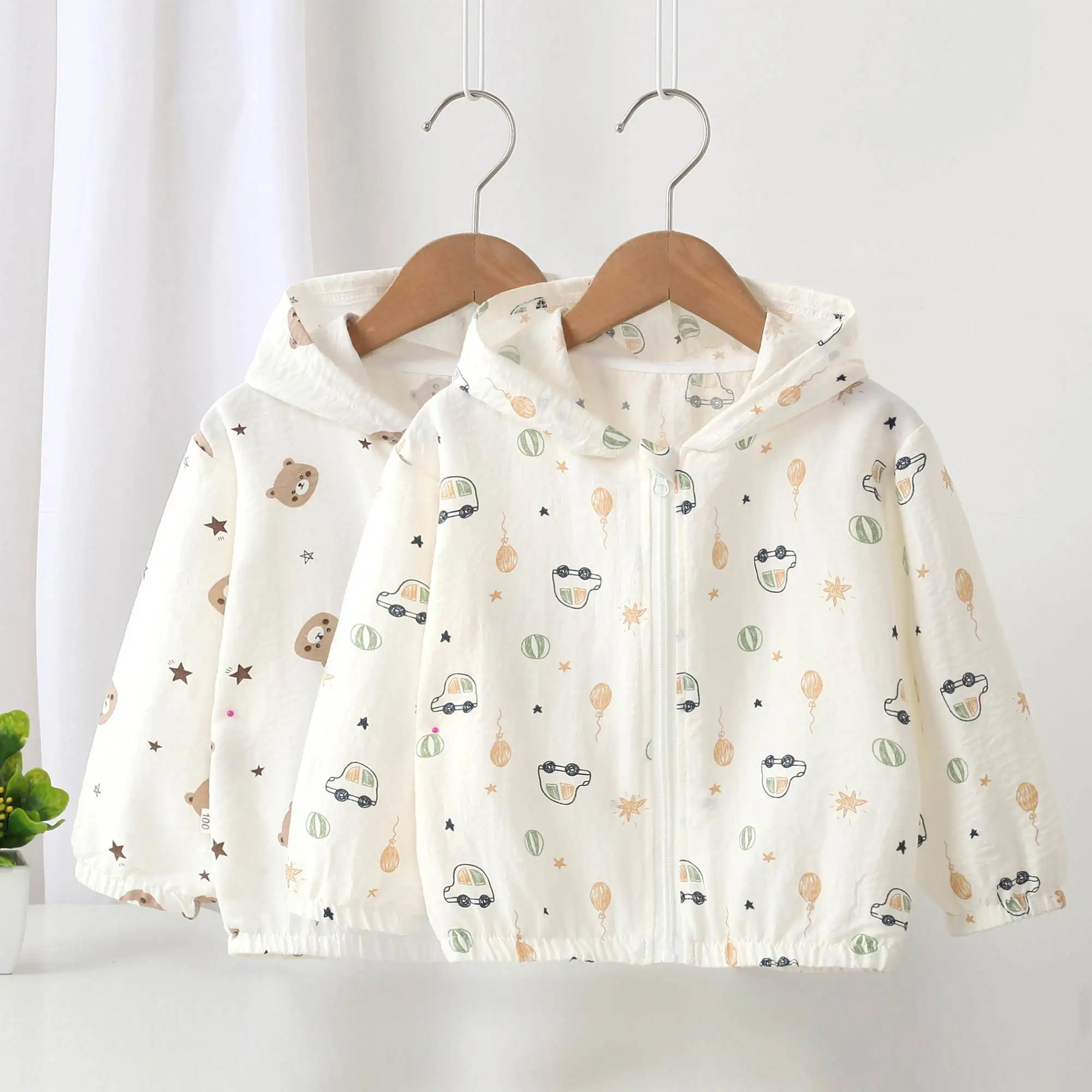Children's Outdoor Travel Sun Protection Clothes Thin Breathable Summer Outfit Polyester Fiber Baby Air Conditioner Shirt