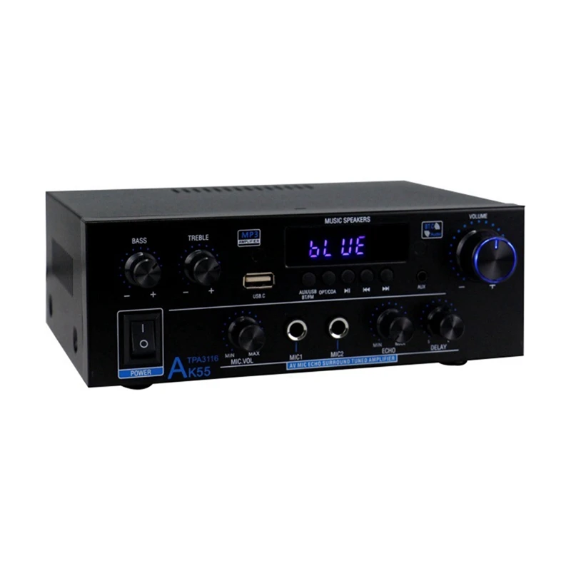 مضخم رقمي مضخم الطاقة المنزلي AK55 900 واط ماكس 2.0 قناة تصنيف بلوتوث الصوت Hifi أمبير مشغل موسيقى الكاريوكي الاتحاد الأوروبي التوصيل