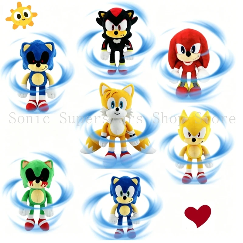 

NEW 28CM Super Sonic Plush Toy The Hedgehog Amy Rose Knuckles Tails Cute Cartoon Soft Stuffed Doll Birthday Gift For Children