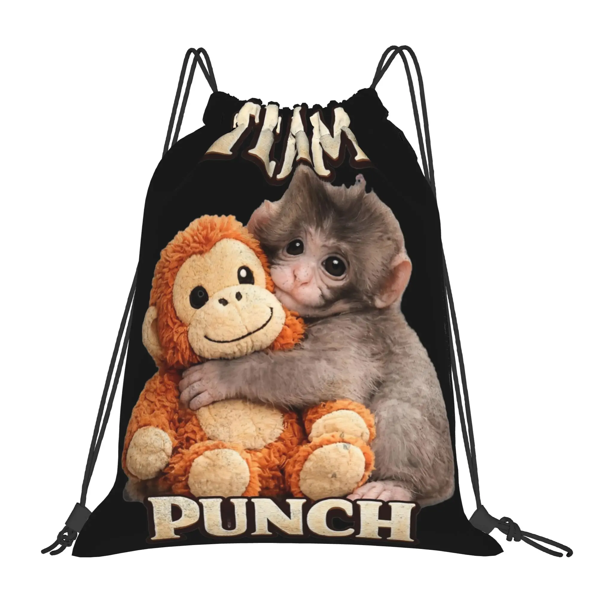 

Lonely Punch Monkey Drawstring Backpack Sports Gym Bag Water Resistant String Sackpack for Cycling