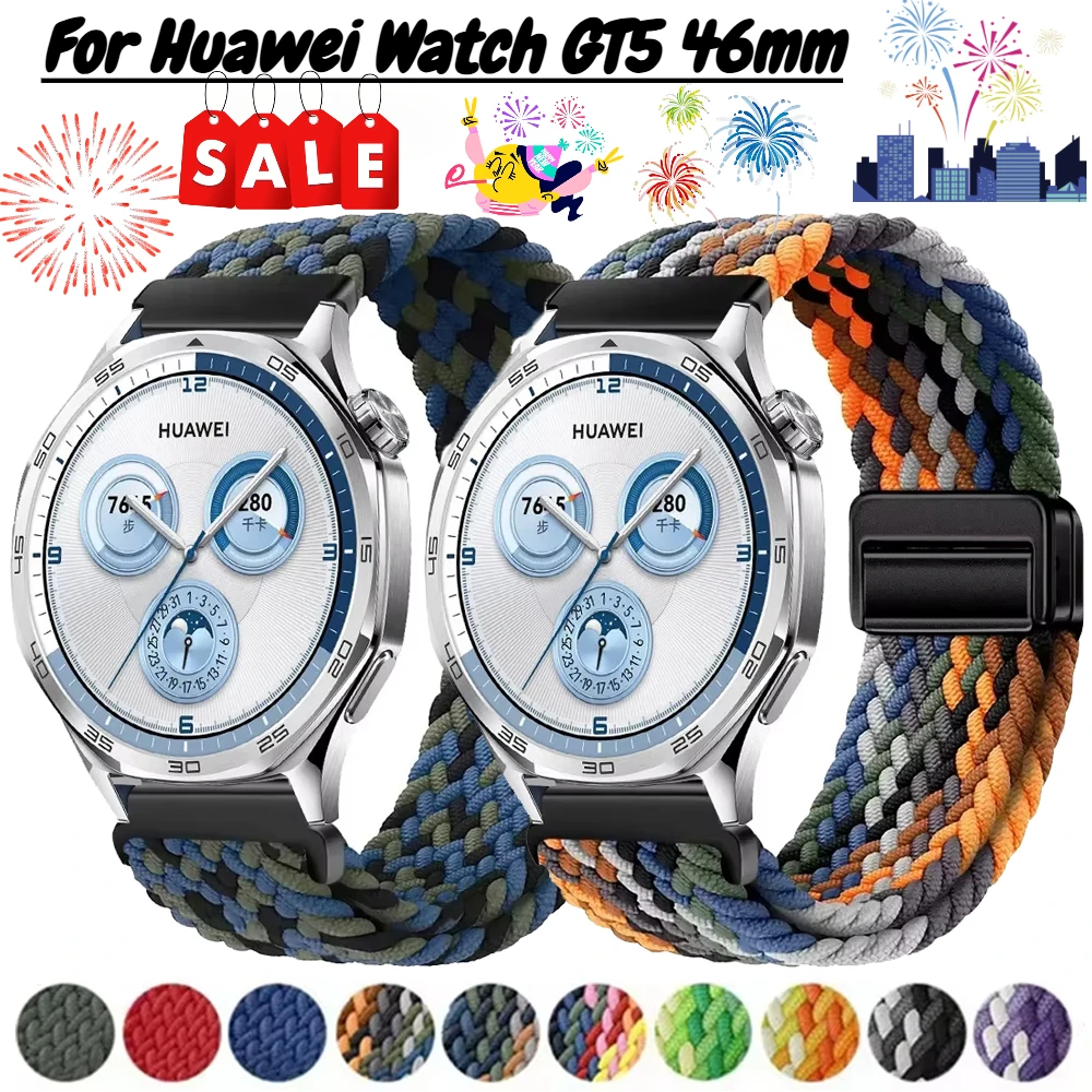 22mm 20mm 編み込みナイロンストラップ Huawei Watch GT5-4-3-2 Pro 46mm用 Redmi Watch 5Active/Lite用 マグネット式リストバンド Amazfit GTR4用