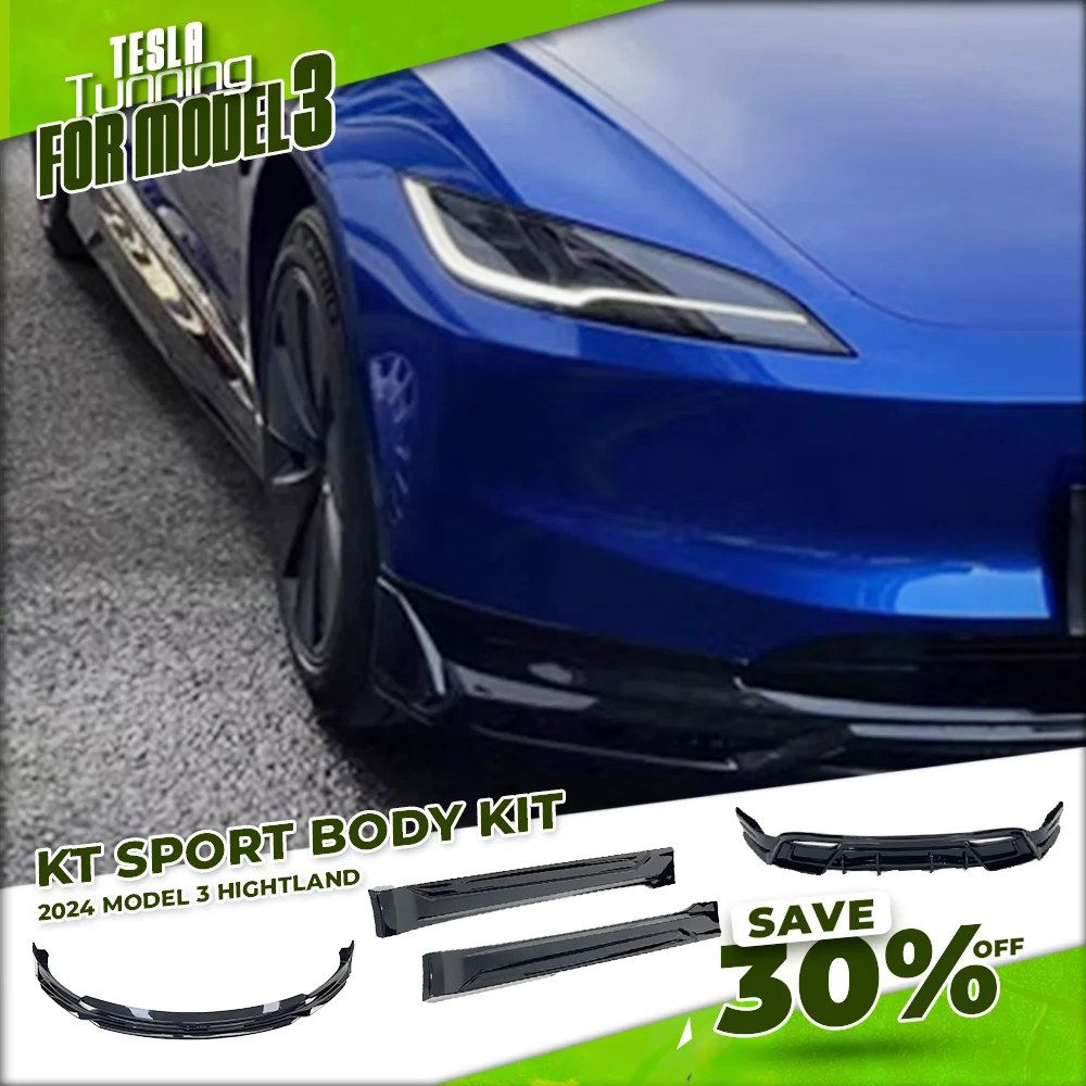 

For Tesla Model 3 Highland Body Kits KT Sport Rear Diffuser Side Spillter Spoiler Bumper Lip Carbon Fiber Tesla 2023 2024 Tuning