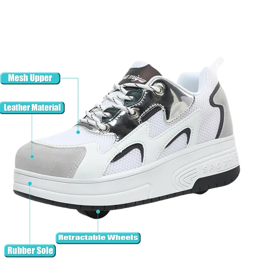 Men's Inline 2-wheel Roller Skates Trendy Boys' Retractable Skates Children's Dual-purpose Skating With Wheels Sneakers