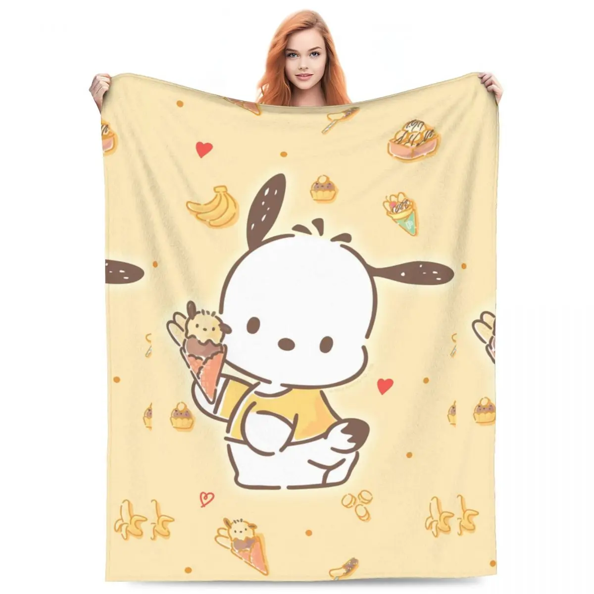 Pochacco Blanket Quality Soft Sanrio Throw Blanket Winter Airplane Travel Outdoor Novelty Bedspread