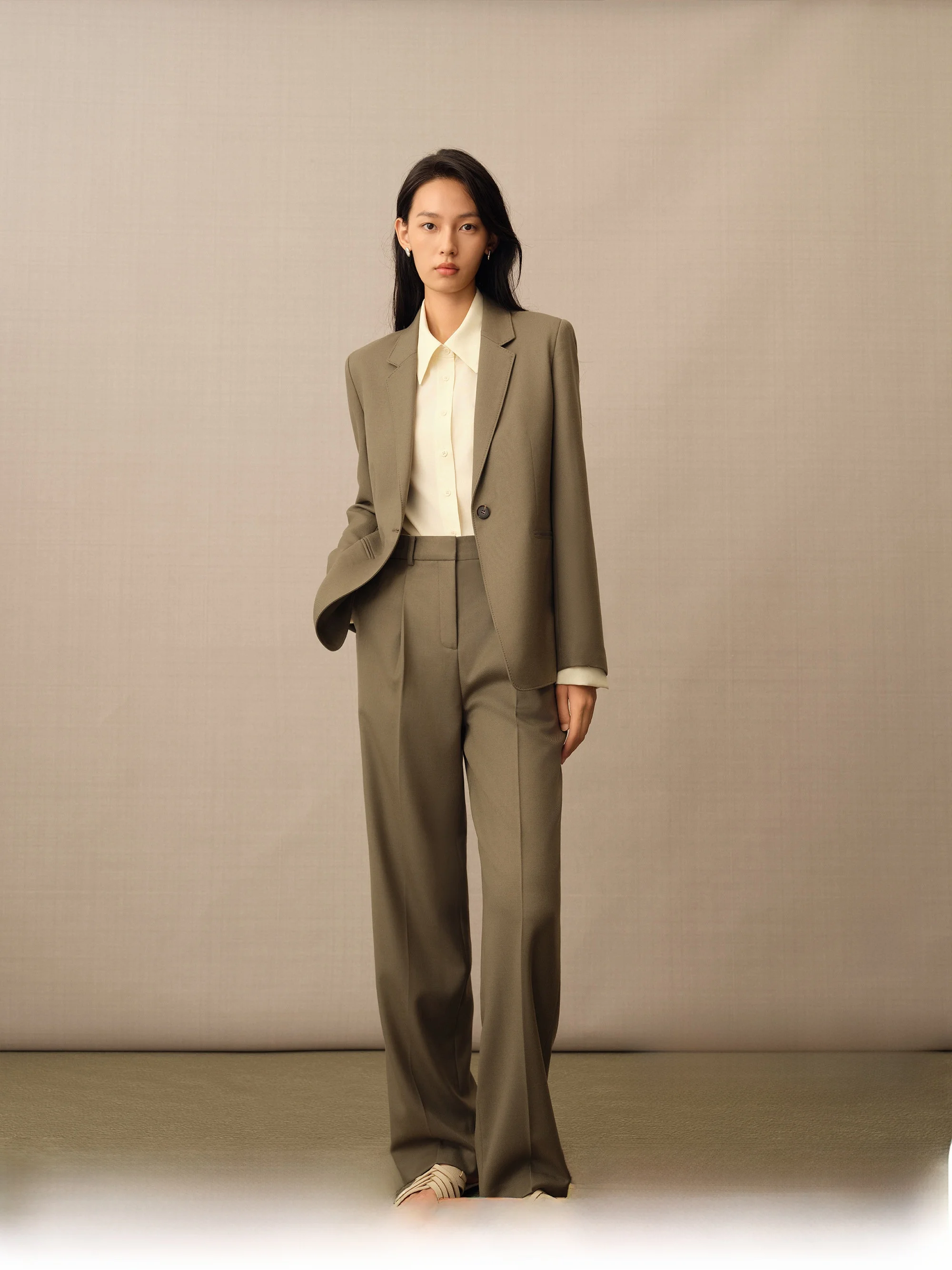 

TEASEL New E Series Faion Busin Woolen Suit Jaet Skirt Set f Skirt West Pants Women's Long Sve round Ne Coat