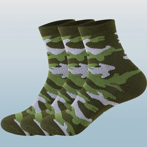 6/12 Pairs High Quality Spring And Autumn Men's Mid-tube Camouflage Army Green Short Socks Casual Comfortable Breathable Socks