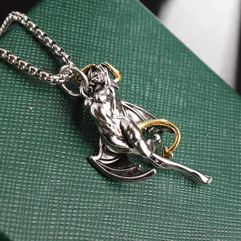 Creative Design Succubus Pendant Necklace Men and Women Fashion Gothic Punk Accessories Vintage Silver Color Jewelry Gifts