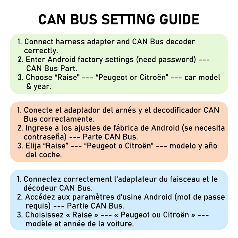 CAN Bus Decoder Quadlock Wiring Harness, BSI Protocol SWC Retention, P&P 16Pin Car Android Loom Adapter, for Peugeot 207, 207cc
