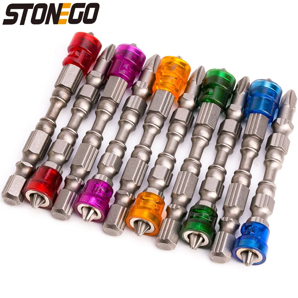 

STONEGO Magnetic Phillips Screwdriver Bits - Anti-Slip, 1/4 Inch Hex Shank, S2 PH2, Single/Double Head, 65mm Length (2PCS/5PCS)