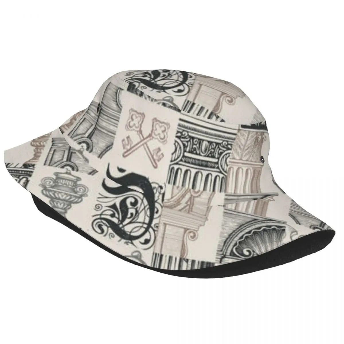 Ancient Architecture Retro Unisex Casual Sun Hat Bucket Bob Hip Hop Cap Fisherman Panama