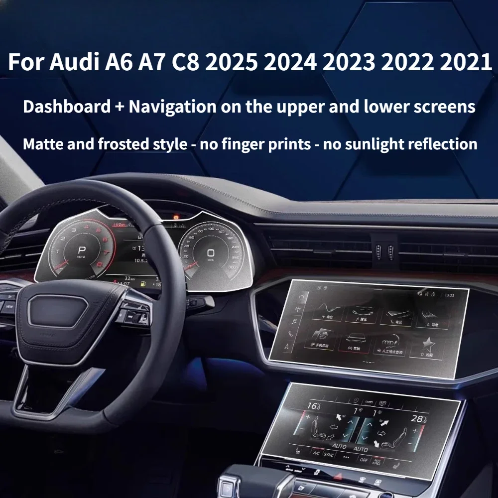 Matte Tempered Glass For Audi A6 A7 C8 2025 2024 2023 2022 2021 2020 2019 Protective Film LCD Navigation Screen Car Accessories